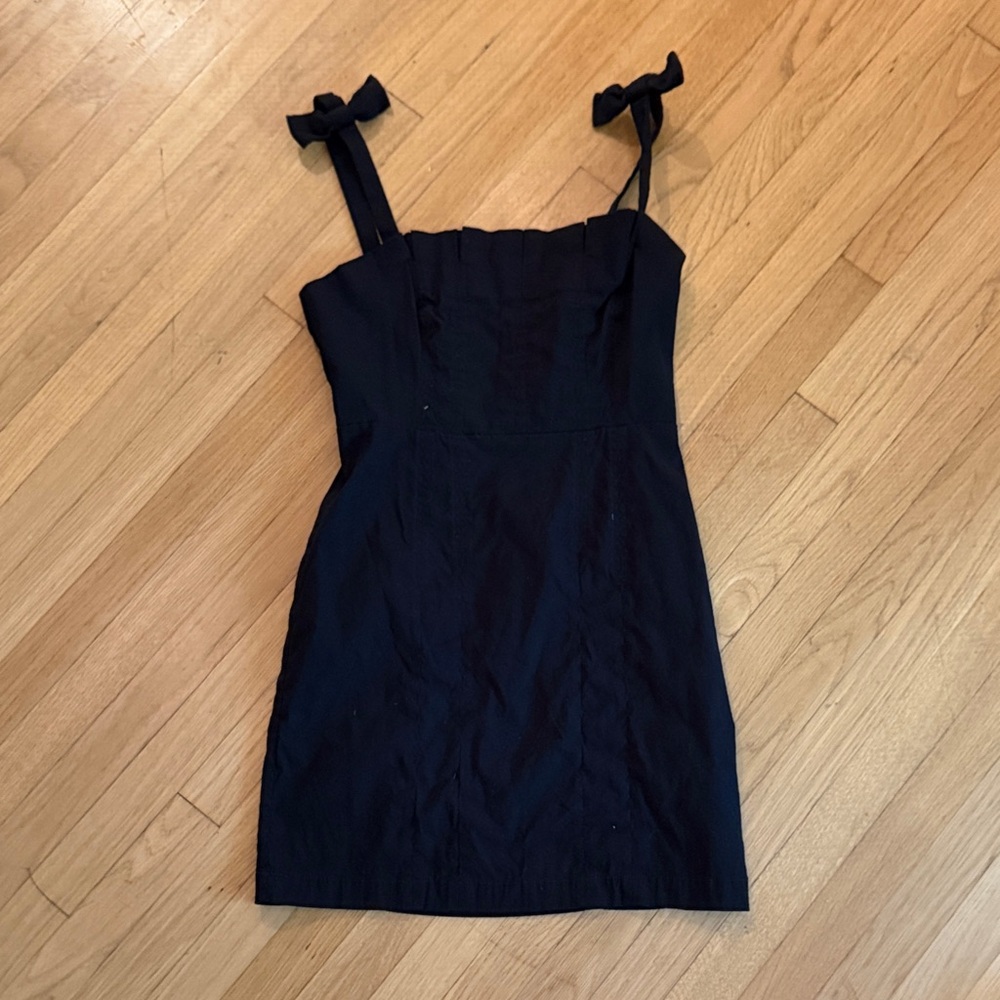 Anthropologie Black Mini Dress with Bow Straps